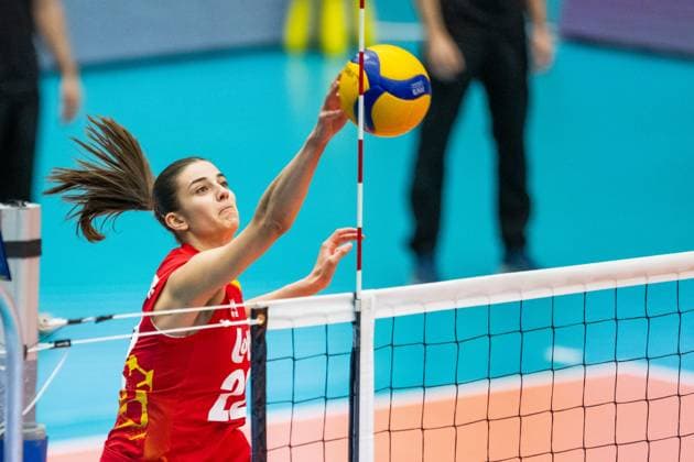 240519 Anna Koulberg of Belgium during warm up prior the European Golden League between Sweden and Belgium on May 19, 2024 in Lund Photo Avdo Bilkanovic BILDBYRAN COP 115 AB0272 volleyball volleyball european golden league sverige belgium sweden dam bbeng  Copyright: AVDOxBILKANOVIC BB240519AB101