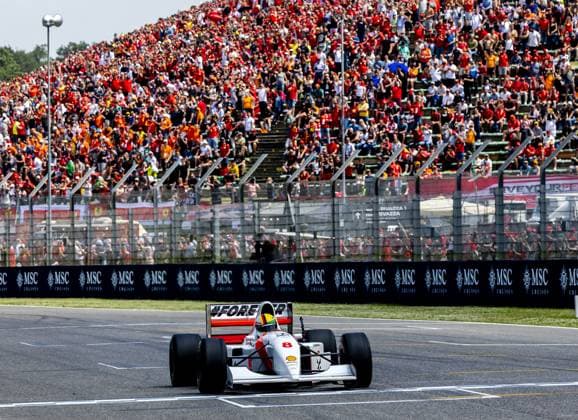 IMOLA - Sebastian Vettel is driving a car in tribute to Ayrton Senna, who crashed at Imola 30 years ago, prior to the Emilia-Romagna Grand Prix on the Autodromo Enzo e Dino Ferrari circuit. ANP REMKO DE WAAL xVIxANPxSportx xxANPxIVx 498961988 originalFilename: 498961988.jpg