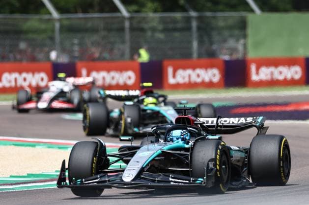 George Russell of Great Britain and Mercedes in action, Race, F1 Emilia Romagna Grand Prix 2024, Autodromo Enzo e Dino Ferrari on 19 May 2024 in Imola, Italy Photo by Diogo Cardoso DeFodi Images George Russell of Great Britain and Mercedes in action, Race, F1 Emilia Romagna Grand Prix 2024, Autodromo Enzo e Dino Ferrari on May 19, 2024 in Imola, Italy Photo by Diogo Cardoso DeFodi Images Defodi 645 f1imo20240518 3874 Defodi-645