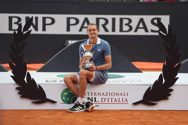 International Tennis match - Internazionali BNL d Italia Rome, Italy 19.05.2024: ALEXANDER ZVEREV during the trophy ceremony after defeating NICOLAS JARRY in the mens singles final match of the Internazionali BNL D Italia at Foro Italico in Rome, Italy Center Court. Rome Italy  Copyright: xIPAxSport ABACAx
