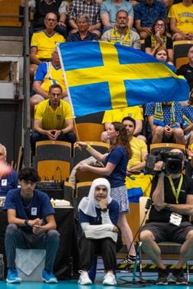 240519 Flag of Sweden during the European Golden League between Sweden and Belgium on May 19, 2024 in Lund Photo Avdo Bilkanovic BILDBYRAN COP 115 AB0272 volleyball volleyball european golden league sverige belgium sweden dam bbeng  Copyright: AVDOxBILKANOVIC BB240519AB119
