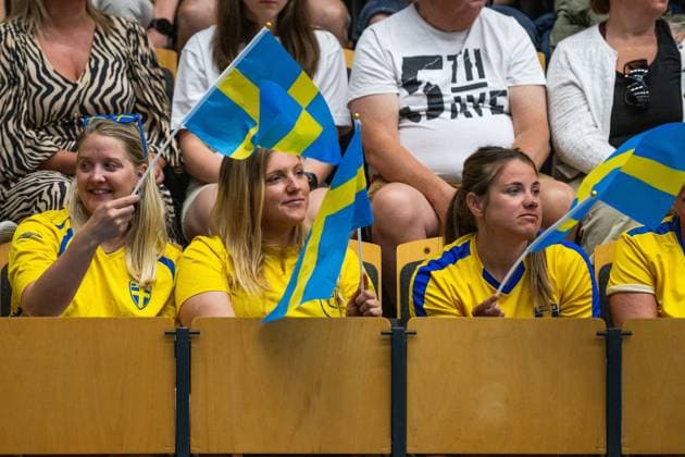 240519 Audience of Sweden during the European Golden League between Sweden and Belgium on May 19, 2024 in Lund Photo Avdo Bilkanovic BILDBYRAN COP 115 AB0272 volleyball volleyball european golden league sverige belgium sweden dam bbeng  Copyright: AVDOxBILKANOVIC BB240519AB121