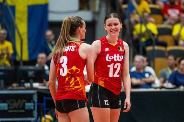 240519 Britt Herbots and Charlotte Krenicky of Belgium during the European Golden League between Sweden and Belgium on May 19, 2024 in Lund Photo Avdo Bilkanovic BILDBYRAN COP 115 AB0272 volleyball volleyball european golden league sverige belgium sweden dam bbeng  Copyright: AVDOxBILKANOVIC BB240519AB122