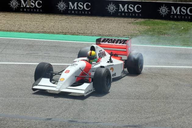 19 05 2024, xrarjax, Motorsport FIA Formula 1, Italian Grand Prix 2024 emspor, v l Sebastian Vettel drives in Ayrton Sennas car on the Imola Imola race track