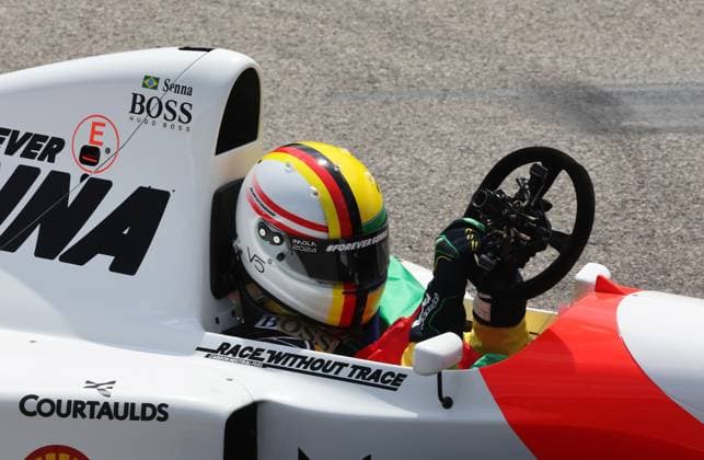 19 05 2024, xrarjax, Motorsport FIA Formula 1, Italian Grand Prix 2024 emspor, v l Sebastian Vettel drives in Ayrton Sennas car on the Imola Imola race track