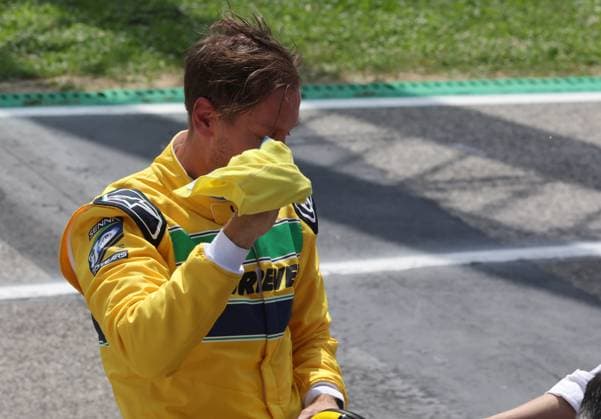 19 05 2024, xrarjax, Motorsport FIA Formula 1, Italian Grand Prix 2024 emspor, v l Sebastian Vettel drives in Ayrton Sennas car on the Imola Imola race track