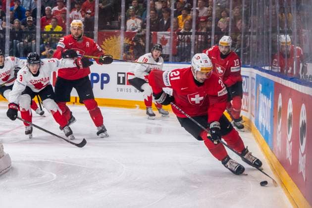 PRAGUE, CZECH REPUBLIC MAY 19 Kevin Fiala of Switzerland in action during the preliminary round match between Switzerland and Canada at Prague Arena on May 19, 2024 in Prague, Czech Republic Prague Prague Arena Czech Republic Copyright: xJustPictures.ch JarixPestelaccix jp-en-EuSpIm-JP4_JAR_Switzerland_Canada_19May2024_010