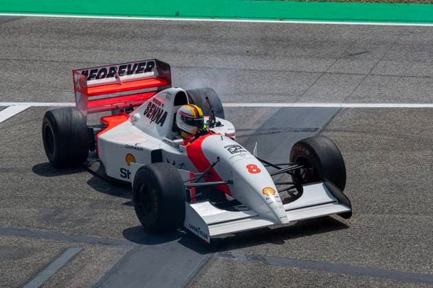 F1 GP Imola Italy Sunday, 19 05 2024 Sebastian Vettel in Ayrton Senna s McLaren MP4 8 from 1993 F1 GP Imola Italy Sunday, 19 05 2024 Copyright: xBEAUTIFULxSPORTS Erlhofx