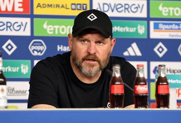 19 05 2024 Soccer Season 2023 2024 2 Soccer Bundesliga 34 Matchday Hamburger SV HSV 1 FC Nürnberg FCN Club Sportfoto Zink DaMa xdaxmax DFL regulations prohibit any use of photographs as image sequences and or quasi video only for editorial use Steffen Baumgart Trainer Hamburger SV HSV speaks after the match in the press conference