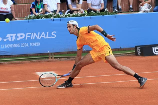 International Tennis match - 2024 Piemonte Open Intesa San Paolo Lorenzo Musetti (Italy) during the final match againts Francesco Passaro (Italy) during 2024 Piemonte Open Intesa San Paolo, International Tennis match in Turin, Italy, May 19 2024 Turin Italy  Copyright: xIPAxSport ABACAx