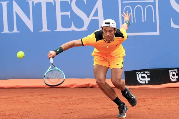 Turin, Italy: Lorenzo Musetti (Italy) during the final match againts Francesco Passaro (Italy) during 2024 Piemonte Open Intesa San Paolo, International Tennis match in Turin, Italy, May 19 2024 International Tennis match - 2024 Piemonte Open Intesa San Paolo  - ZUMAp169 20240519_zsa_p169_1939 Copyright: xClaudioxBenedetto IPAxSportx