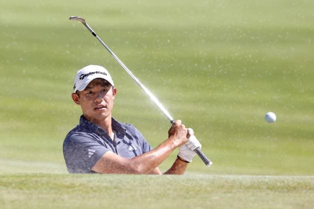LOUISVILLE, KY - MAY 19: PGA, Golf Herren golfer Collin Morikawa hits out of the sand on the 7th hole during the final round of the PGA Championship on May 19, 2024, at Valhalla Golf Club in Louisville, Kentucky. (Photo by Brian Spurlock Icon Sportswire) GOLF: MAY 19 PGA Championship EDITORIAL USE ONLY Icon24051916