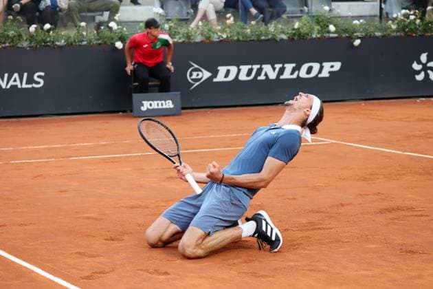 (240520) -- ROME, May 20, 2024 -- Alexander Zverev of Germany celebrates at the end of the men s singles final match against Nicolas Jarry of Chile at the Italian Open in Rome, Italy, May 19, 2024. (Photo by Xinhua) (SP)ITALY-ROME-TENNIS ATP, Tennis Herren ITALIAN OPEN-SINGLES FINAL AlbertoxLingria 