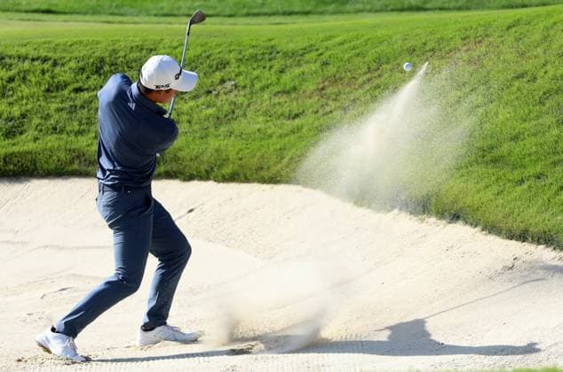 Rory McIlroy from Northern Ireland, watches his tee shot on the twelfth tee during the 2024 PGA, Golf Herren Championship at Valhalla Golf Course on Sunday, May 19, 2024 in Louisville, Kentucky.  KYP20240519043 JOHNxSOMMERSxII