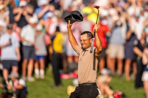 240519 Xander Schauffele of the United States celebrates after winning the 2024 PGA Championship Golf Tournament on May 19, 2024 in Louisville Photo Petter Arvidson BILDBYRAN kod PA PA0811 golf pga championship bbeng jubel  Copyright: PETTERxARVIDSON BB240519PA186