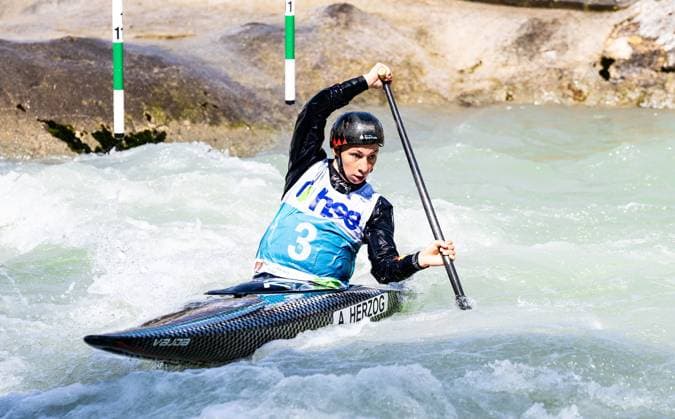 Bilder des Jahres 2024, Sport 05 Mai Sport Themen der Woche KW21 19.05.2024, Tacen, Ljubljana, SLO, ECA Kanu Slalom Cup, Tacen 2024, im Bild Andrea Herzog (GER) during semifinal and final during the 2024 ECA Canoe Slalom Cup in Tacen in Ljubljana, Slovenia on 2024 05 19. Expa *****ATTENTION - OUT of SLO, FRA***** Ljubljana *** 19 05 2024, Tacen, Ljubljana, SLO, ECA Canoe Slalom Cup, Tacen 2024, in the picture Andrea Herzog GER during semifinal and final during the 2024 ECA Canoe Slalom Cup in Tacen in Ljubljana, Slovenia on 2024 05 19 Expa ATTENTION OUT of SLO, FRA Ljubljana  EP_slo