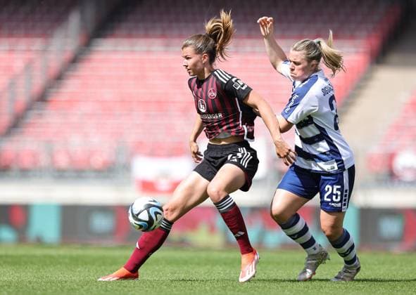 20 05 2024 Soccer Season 2023 2024 1 Womens Soccer Bundesliga 22 Matchday 1 FC Nürnberg FCN Club MSV Duisburg Zebras Sportfoto Zink DaMa xdaxmax Nele Bauereisen 23, 1 FC Nürnberg FCN Ingibjörg Sigurdardottir 25, MSV Duisburg