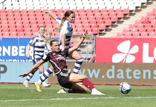 20 05 2024 Soccer Season 2023 2024 1 Women Soccer Bundesliga 22 Matchday 1 FC Nuremberg FCN Club MSV Duisburg Zebras Sportfoto Zink DaMa xdaxmax Goal Goal Shot to 1 0 Goalscorer Medina Desic 30, 1 FC Nuremberg FCN vs Haley Thomas 3, MSV Duisburg