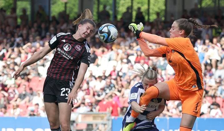 20 05 2024 Soccer Season 2023 2024 1 Womens Soccer Bundesliga 22 Matchday 1 FC Nürnberg FCN Club MSV Duisburg Zebras Sportfoto Zink DaMa xdaxmax Nele Bauereisen 23, 1 FC Nürnberg FCN Ingibjörg Sigurdardottir 25, MSV Duisburg Ena Mahmutovic 1, MSV Duisburg