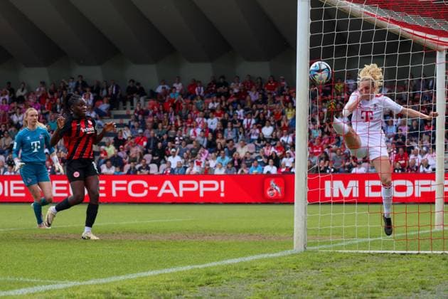 Cologne, Germany 20 May 2024 1 BL Women 2023 2024 1 FC Köln vs Eintracht Frankfurt In the picture on the right, Sofie Vendelbo 1 FC Koeln prevents the 0 2 for Eintracht Frankfurt on the line DFB regulations prohibit any use of photographs as image sequences and or quasi video Franz Kremer Stadion Nordrhein Westfalen Copyright: xFotostandx xFantinix