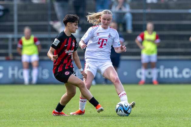 Soccer Google Pixel Womens Bundesliga, Season 2023 2024, Matchday 22, 1 FC Koeln Eintracht Frankfurt on 20 05 2024 at Franz Kremer Stadium in Koeln duel between Dilara Acikgoez Eintracht Frankfurt, 29 and Carlotta Imping 1 FC Koeln, 14 Important note In accordance with the regulations of the DFL German Football League and the DFB German Football Association, it is prohibited to use or have used photographs taken in the stadium and or of the match in the form of sequential images and or video-like photo series Foto Kirchner Media TH Copyright: xKirchner-Media THx
