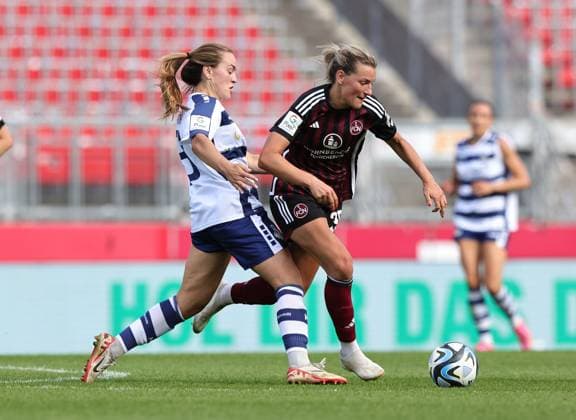 20 05 2024 Soccer Season 2023 2024 1 Women Soccer Bundesliga 22 Matchday 1 FC Nuremberg FCN Club MSV Duisburg Zebras Sportfoto Zink DaMa xdaxmax Natalie Muth 13, MSV Duisburg Medina Desic 30, 1 FC Nuremberg FCN