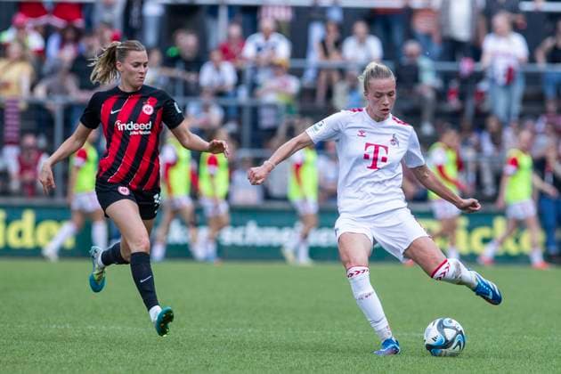 GOOGLE PIXEL Frauen Bundesliga 1 FC Köln Eintracht Frankfurt, 20 05 2024 Laura Freigang Eintracht Frankfurt, 10 , Celina Degen 1 FC Köln, 5 GOOGLE PIXEL Frauen Bundesliga, 1 FC Köln Eintracht Frankfurt, 22 Spieltag, am 20 05 2024, Franz Kremer Stadion, Köln DFL regulations prohibit any use of photographs as image sequences and or quasi video Copyright: xBEAUTIFULxSPORTS Meuselx