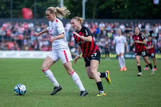 GOOGLE PIXEL Frauen Bundesliga 1 FC Köln Eintracht Frankfurt, 20 05 2024 Sofie Vendelbo 1 FC Köln, 2 , Sophie Nachtigall Eintracht Frankfurt, 27 GOOGLE PIXEL Frauen Bundesliga, 1 FC Köln Eintracht Frankfurt, 22 Spieltag, am 20 05 2024, Franz Kremer Stadion, Köln DFL regulations prohibit any use of photographs as image sequences and or quasi video Copyright: xBEAUTIFULxSPORTS Meuselx