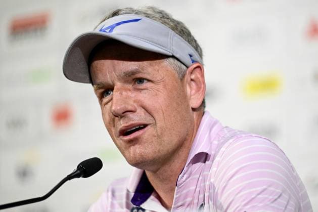 Luke Donald, European Ryder Captain 2025, pictured during a press conference, PK, Pressekonferenz regarding the 2024 Soudal Open DP World Tour golf tournament, in Schilde, Tuesday 21 May 2024. The 2024 Soudal Open take place from 23 to 26 May at the Rinkven Golf Club in Schilde. DIRKxWAEM  x93132572x