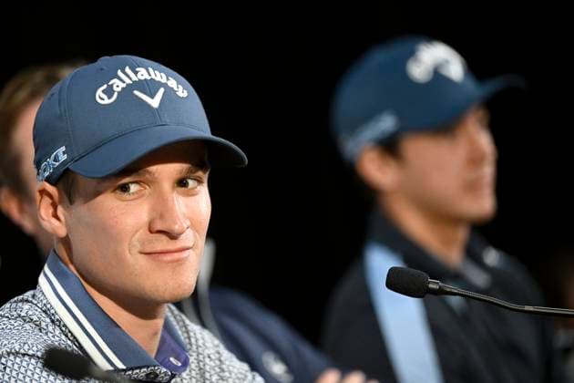 press conference, PK, Pressekonferenz Soudal Open Golf SCHILDE, BELGIUM - MAY 21 : Adrien Dumont de Chassart pictured during a press conference prior to the DP World Tour Golf Soudal Open at the Rinkven International Golf Club on May 21, 2024 in Schilde, Belgium, 21 05 2024 Schilde Belgium  Copyright: xPeterxDexVoechtx