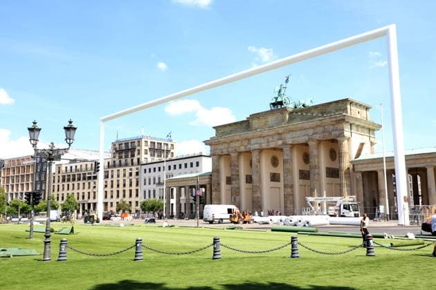 Euro 2024, Huge football goal from Berlin fan zone is for sale, archive pictures