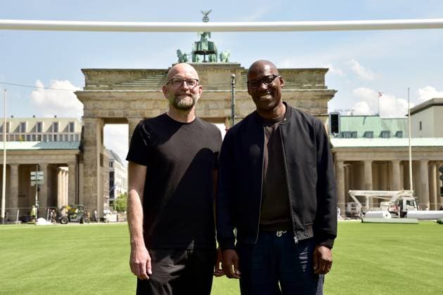 Moritz van Dülmen, Managing Director of Kulturprojekte Berlin,¨Cultural Senator Joe Chialo PK Presentation of the Fan Zone Berlin what awaits visitors to UEFA EURO 2024 in the capital in Berlin 21 05 2024 PK on UEFA EURO 2024 in Berlin Photopress Mueller
