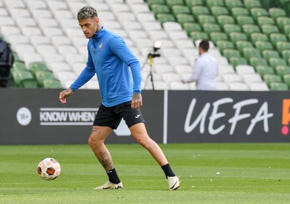 Atalanta training before the 2024 Europa League final match Dublin 21 05 2024 Dublin, pre-match training for the 2024 Europa League final between Atalanta vs Bayer Leverkusen Champions In the picture: Gianluca Scamacca of Atalanta BC Dublino stadio Dublino arena IRLANDA Copyright: xFABIOxSASSOxFabioxSassox 2L8A6308