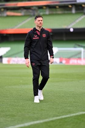 21 05 2024, xjrdrx, Football UEFA Europa League Final 2024, Bayer 04 Leverkusen Press Conference Training emspor, v l Coach Xabi Alonso Bayer Leverkusen DFL DFB REGULATIONS PROHIBIT ANY USE OF PHOTOGRAPHS as IMAGE SEQUENCES and or QUASI VIDEO Dublin