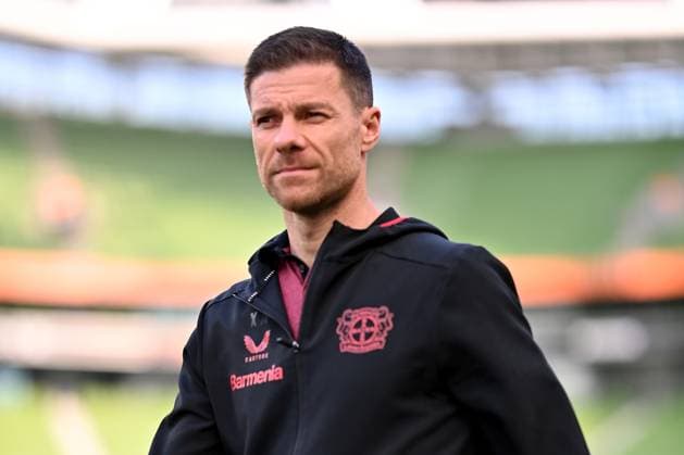 21 05 2024, xjrdrx, Football UEFA Europa League Final 2024, Bayer 04 Leverkusen Press Conference Training emspor, v l Coach Xabi Alonso Bayer Leverkusen DFL DFB REGULATIONS PROHIBIT ANY USE OF PHOTOGRAPHS as IMAGE SEQUENCES and or QUASI VIDEO Dublin