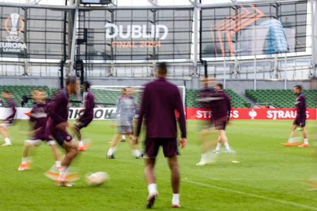 Bayer Leverkusen training before the 2024 Europa League final match Dublin 21 05 2024 Dublin, pre-match training for the 2024 Europa League final Bayer Leverkusen Champions In the picture: Dublino stadio Dublino arena IRLANDA Copyright: xFABIOxSASSOxFabioxSassox 2L8A6510
