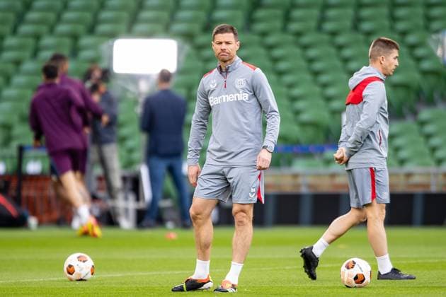 Bayer Leverkusen Europa League Final Media Access Event Bayer Leverkusen manager Xabi Alonso during the training session press conference, PK, Pressekonferenz for Bayer Leverkusen ahead of the Europa League Final at Aviva Stadium, Dublin, Republic of Ireland on 21 May 2024. Editorial use only , Copyright: xIanxStephenx PSI-19723-0024