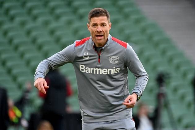 21 05 2024, xjrdrx, Football UEFA Europa League Final 2024, Bayer 04 Leverkusen Press Conference Training emspor, v l Coach Xabi Alonso Bayer Leverkusen DFL DFB REGULATIONS PROHIBIT ANY USE OF PHOTOGRAPHS as IMAGE SEQUENCES and or QUASI VIDEO Dublin