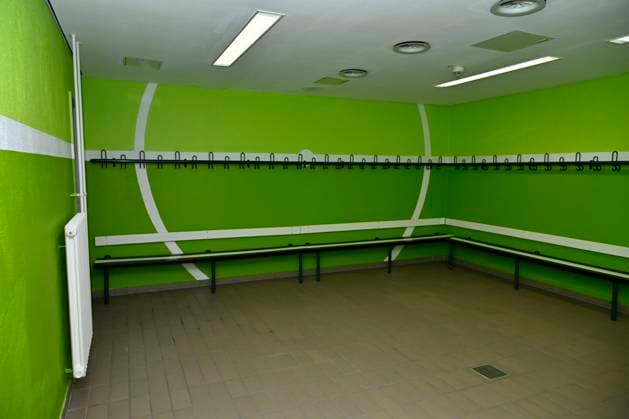 GER, UEFA European Championship 2024, Slovenian Base Camp Wuppertal 20 04 2023,Wuppertal ,Stadion am Zoo, GER, UEFA European Championship 2024, Slovenian Base Camp Wuppertal in the picture one of many newly painted cabins in the stadium NordphotoxGmbHx xFreund nph00018