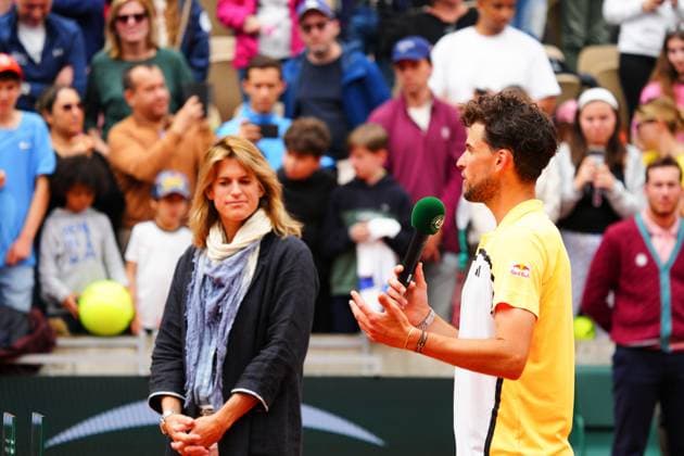 Dominic Thiem during a special presentation to mark the end of his French Open career after a second round qualifying defeat to Otto Virtanen French Open Tennis, Wednesday Practice and Qualifying, Tennis, Roland Garros, Paris, France - 22 May 2024  Copyright: xJavierxGarcia Shutterstockx 14496075aq
