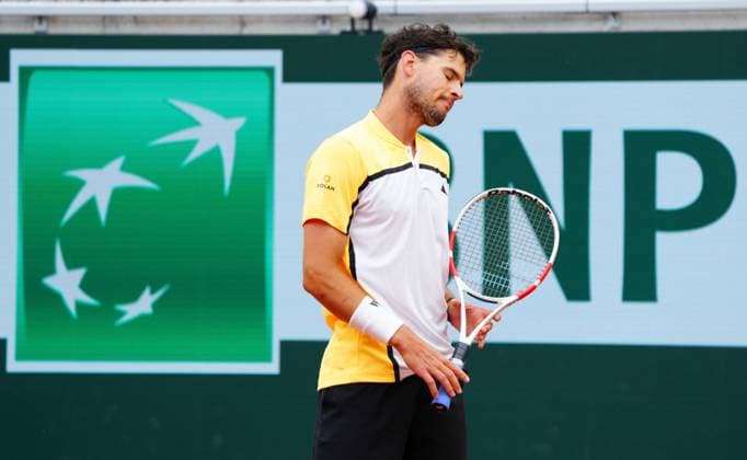 Dominic Thiem reacts as he ends his French Open career during a second round qualifying defeat to Otto Virtanen French Open Tennis, Wednesday Practice and Qualifying, Tennis, Roland Garros, Paris, France - 22 May 2024  Copyright: xJavierxGarcia Shutterstockx 14496075at