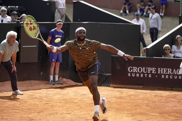 Le joueur de tennis Frances TIAFOE (USA) lors du tournoi de l Open Parc Auvergne RhÃ ne-Alpes Ã Lyon le 22 05 2024. TENNIS : Open Parc Auvergne RhÃ ne-Alpes - Lyon - 22 05 2024 SandrineThesillat Panoramic 