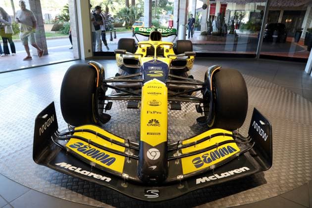 PRESENTATION MCLAREN COULEURS SENNA PHOTOPQR NICE MATIN Jean François Ottonello ; Monaco ; 22 05 2024 ; Presentation de la McLaren F1 dans sa livree Speciale Ayrton Senna pour le Grand Prix de Monaco aux couleurs du Bresil - - McLaren will run a vibrant one-off, Ayrton Senna-inspired yellow, green and blue full wrap livery at this weekend’s Monaco Grand Prix. Monaco may 22 2024 Monaco France  Copyright: xPHOTOPQR NICExMATIN MAXPPPxJeanxFrançoisxOttonellox 20240522NIM2332 20240522NIM2332