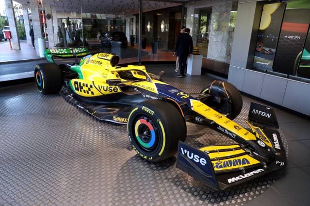 PRESENTATION MCLAREN COULEURS SENNA PHOTOPQR NICE MATIN Jean François Ottonello ; Monaco ; 22 05 2024 ; Presentation de la McLaren F1 dans sa livree Speciale Ayrton Senna pour le Grand Prix de Monaco aux couleurs du Bresil - - McLaren will run a vibrant one-off, Ayrton Senna-inspired yellow, green and blue full wrap livery at this weekend’s Monaco Grand Prix. Monaco may 22 2024 Monaco France  Copyright: xPHOTOPQR NICExMATIN MAXPPPxJeanxFrançoisxOttonellox 20240522NIM2335 20240522NIM2335
