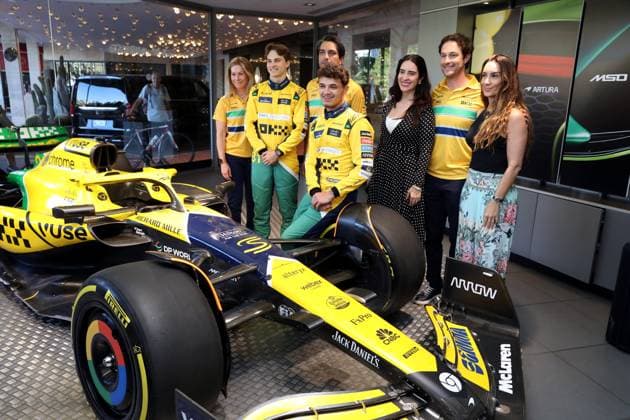 PRESENTATION MCLAREN COULEURS SENNA PHOTOPQR NICE MATIN Jean François Ottonello ; Monaco ; 22 05 2024 ; Presentation de la McLaren F1 dans sa livree Speciale Ayrton Senna pour le Grand Prix de Monaco aux couleurs du Bresil - - McLaren will run a vibrant one-off, Ayrton Senna-inspired yellow, green and blue full wrap livery at this weekend’s Monaco Grand Prix. Monaco may 22 2024 Monaco France  Copyright: xPHOTOPQR NICExMATIN MAXPPPxJeanxFrançoisxOttonellox 20240522NIM2339 20240522NIM2339