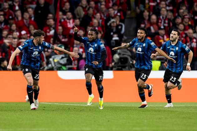 2024 UEFA EUROPA LEAGUE FINAL Atalanta Bergamo Bayer 04 Leverkusen 22 05 2024 Matteo Ruggeri Atalanta Bergamo, 22 , Ademola Lookman Atalanta Bergamo, 11 , Ederson Atalanta Bergamo, 13 and Sead Kolasinac Atalanta Bergamo, 23 celebrate after scoring the 1 0 2024 UEFA EUROPA LEAGUE FINAL Atalanta Bergamo Bayer 04 Leverkusen, Dublin, Dublin Arena Aviva Stadium on 22 05 2024 Copyright: xBEAUTIFULxSPORTS Wunderlx