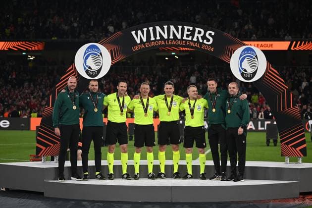 Referees during the UEFA Europa League Final match between Atalanta 3-0 Bayern Leverkusen at Dublin Arena Stadium on May 22, 2024 in Dublin, EIRE. Noxthirdxpartyxsales  (254177507)