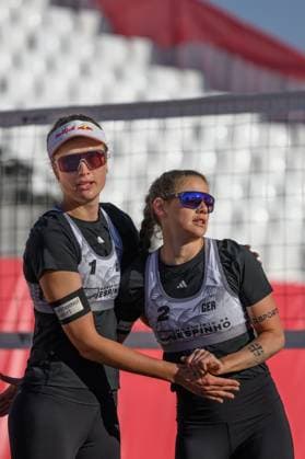 Beach Pro Tour Elite 16 Espinho, Portugal, 23 05 2024 Svenja Mueller GER , Cinja Tillmann GER Beach Pro Tour Elite 16 Espinho, Espinho on 23 05 2024 Copyright: xBEAUTIFULxSPORTS PeterxWeberx