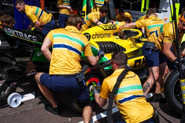 The Ayrton Senna tribute livery on the McLaren F1 Team MCL38, during the Formula 1 Grand Prix de Monaco 2024, 8th round of the 2024 Formula One World Championship, WM, Weltmeisterschaft from May 23 to 26, 2024 on the Circuit de Monaco, in Monaco - F1 - MONACO GRAND PRIX 2024 DPPI Panoramic  240523_R08_MONACO_DP_FG007756
