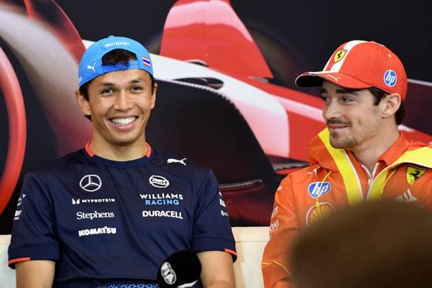 23 05 2024, xrarjax, Motorsport FIA Formula 1, Grand Prix of Monaco 2024 emspor, v l Press conference Alexander Albon Williams Racing starting number 23 Charles Leclerc Ferrari starting number 16 Monte Carlo